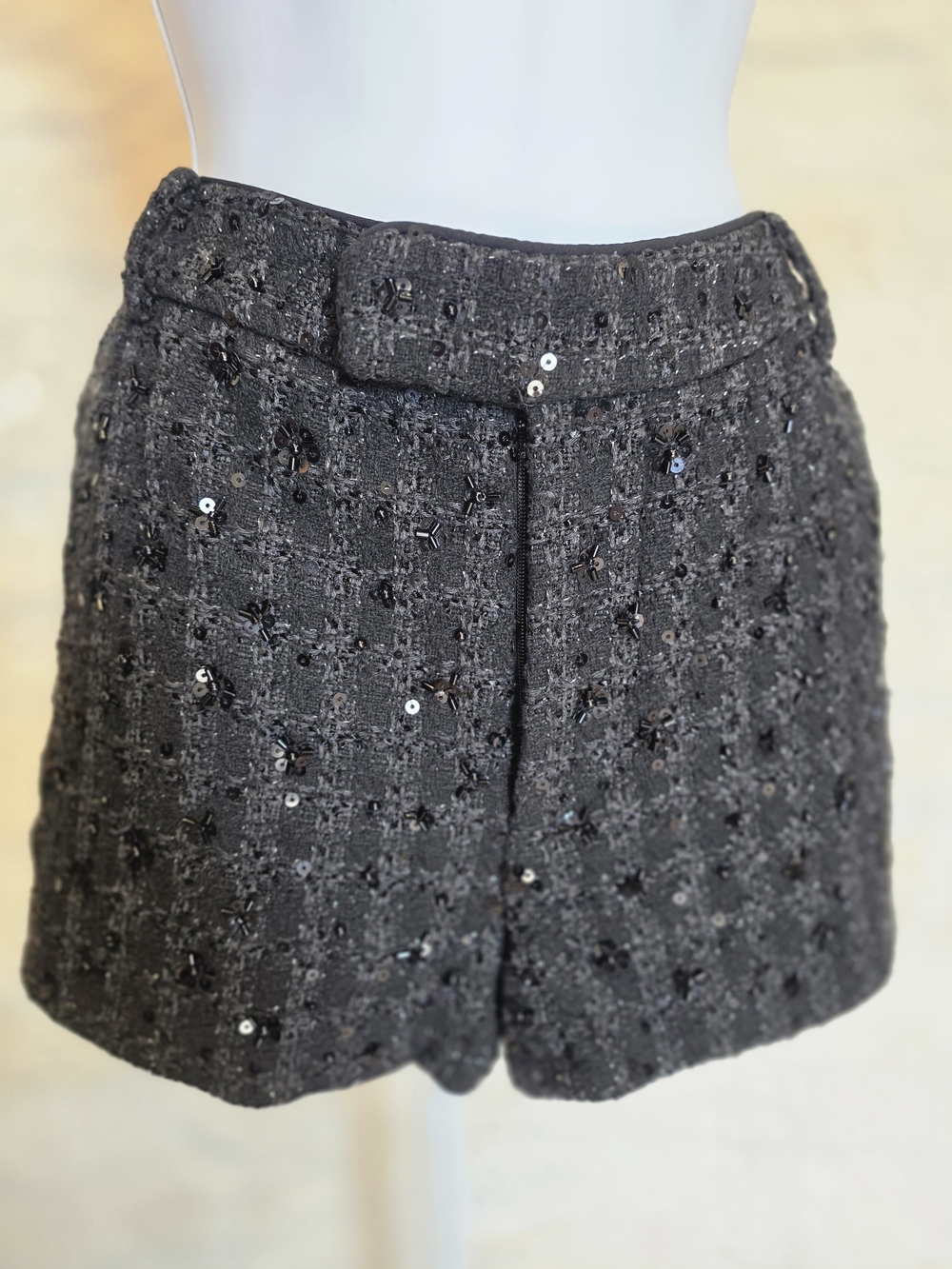 WAYF Black Embellished Tweed Womenβs Shorts